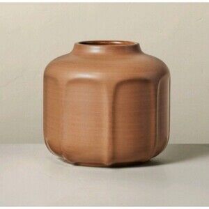 Hearth & Hand with Magnolia 6" Faceted Stoneware Decorative Ceramic Vase - Brown